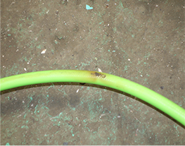 Example of air leak detection: cracked hose